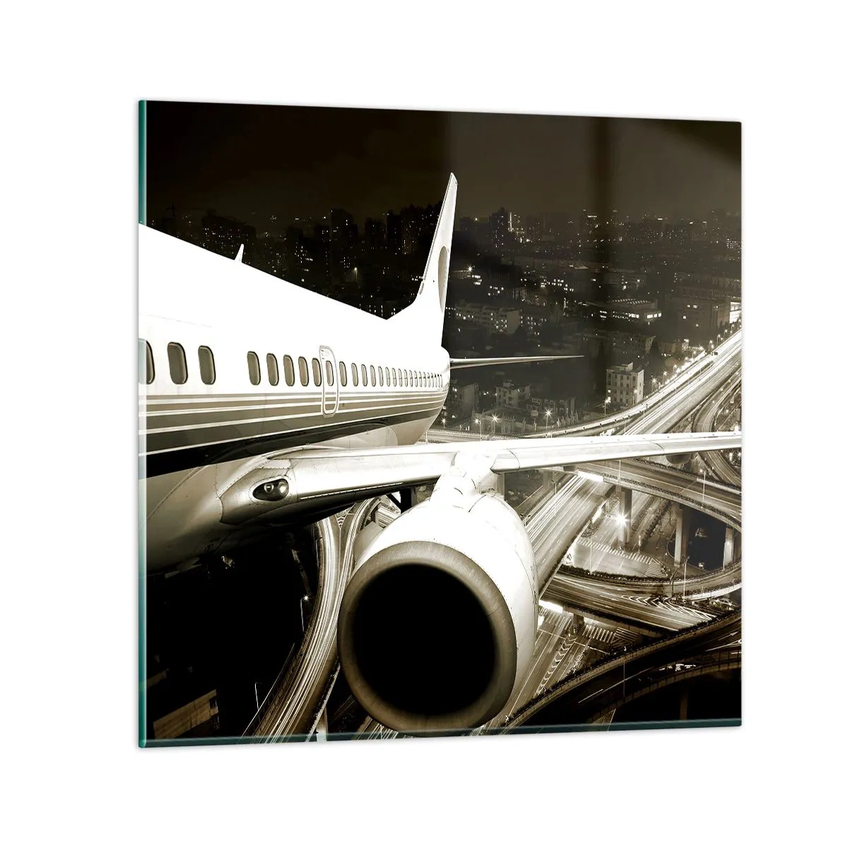 Quadro em vidro - Voar para a noite - 40x40 cm