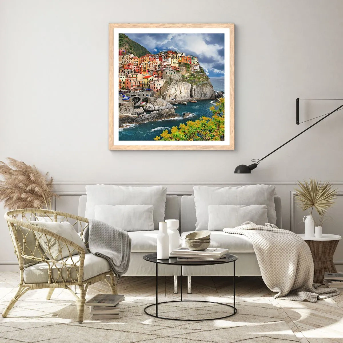 Pôster com moldura de carvalho claro - Um aglomerado nas rochas - 30x30 cm