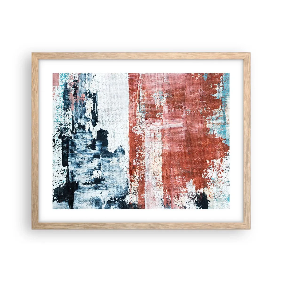 Pôster com moldura de carvalho claro - Meio a meio abstrato - 50x40 cm