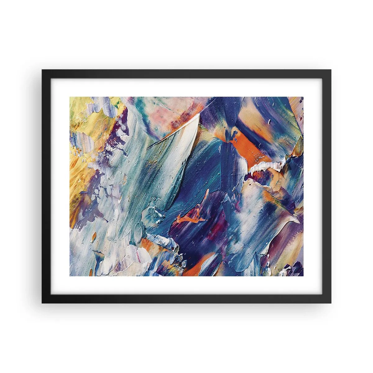 Pôster com moldura preta - Confusão de cores - 50x40 cm