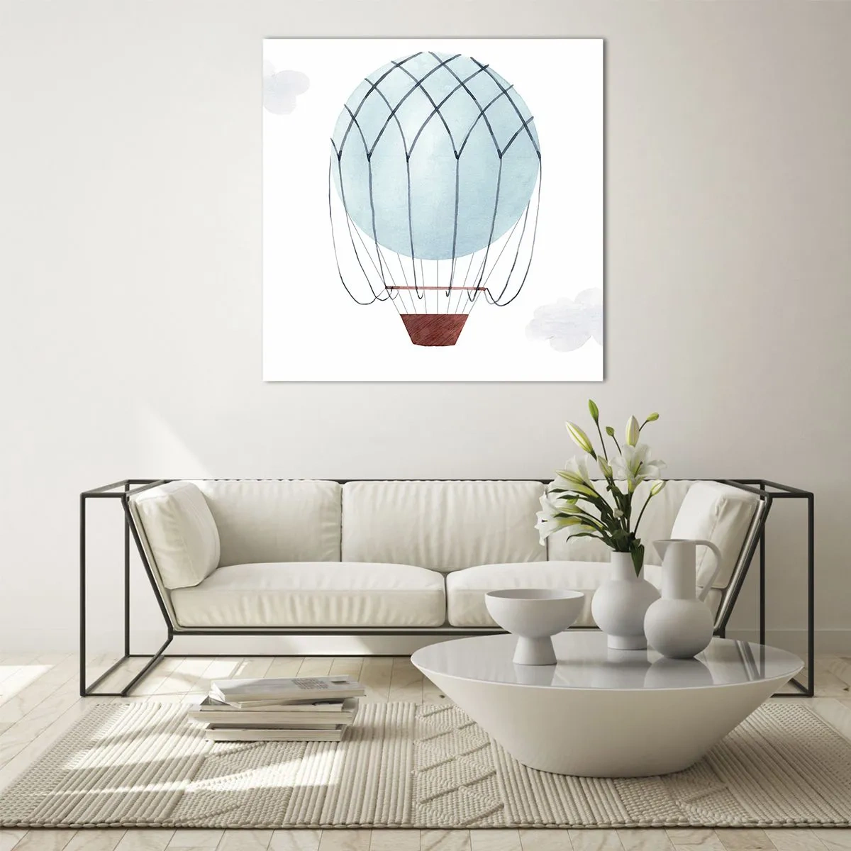 Quadro em vidro - Tudo nas nuvens - 70x70 cm