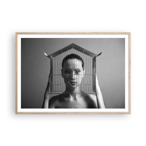 Pôster com moldura de carvalho claro - Retrato um pouco surreal - 100x70 cm