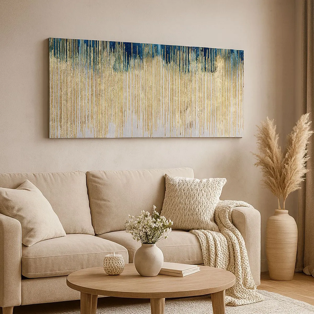 Quadro em tela - Borda dourada - 100x40 cm