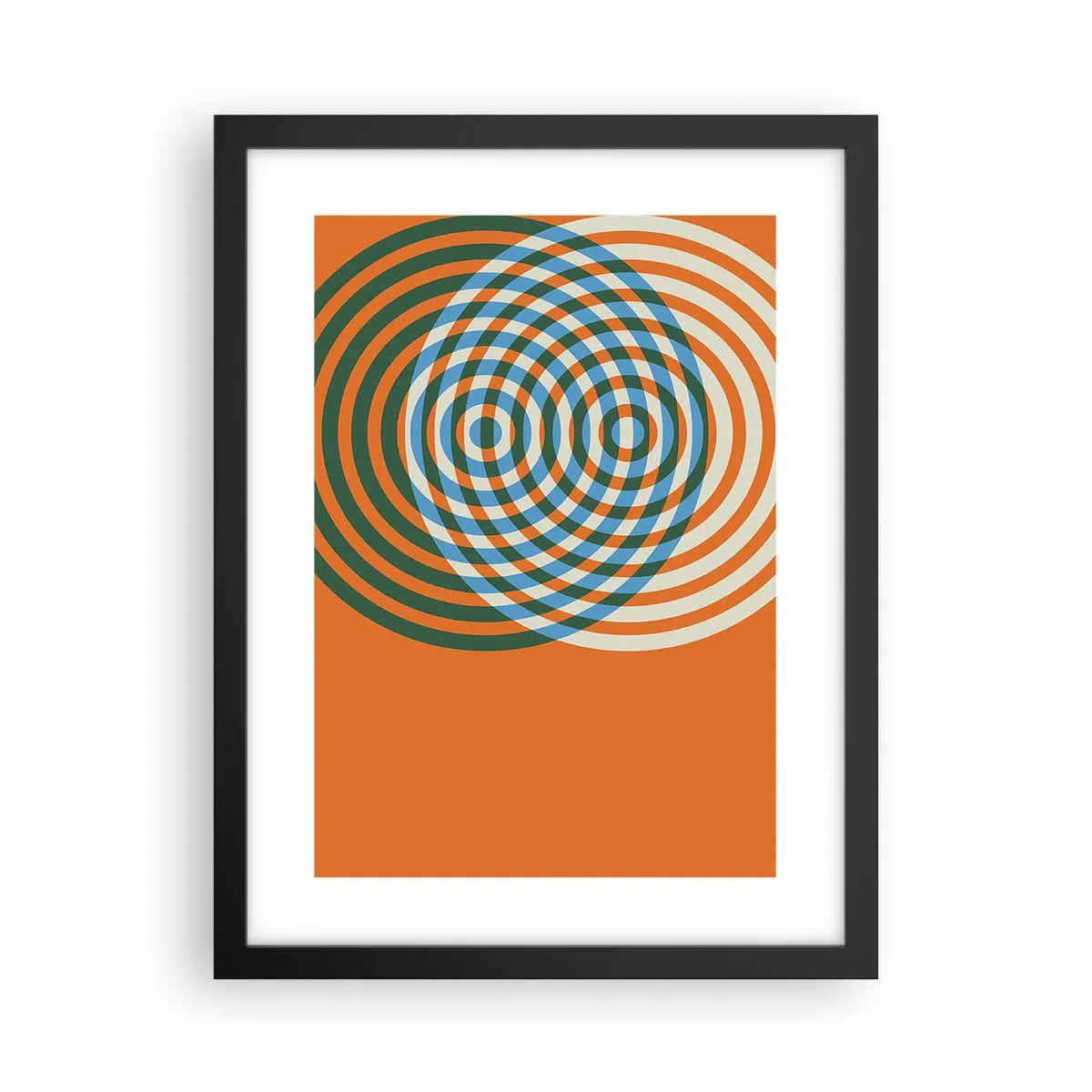 Pôster com moldura preta - Variação circular abstrata - 30x40 cm