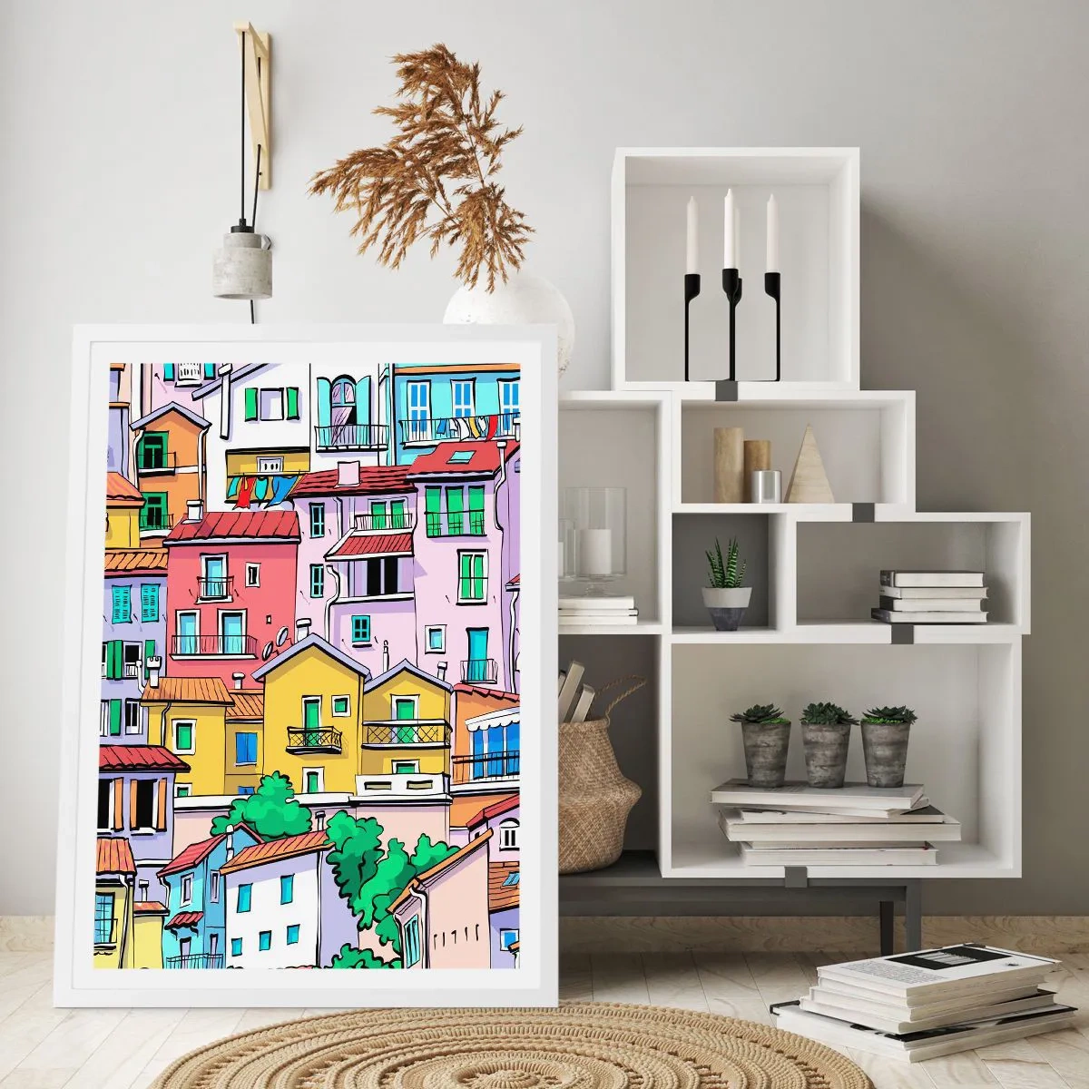 Pôster em moldura branca - Cidade divertida - 70x100 cm