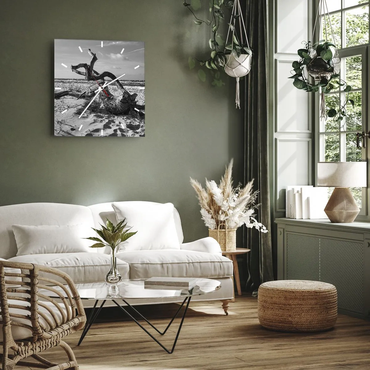 Relógio de parede - Relógio em vidro - Escultura do mar - 30x30 cm