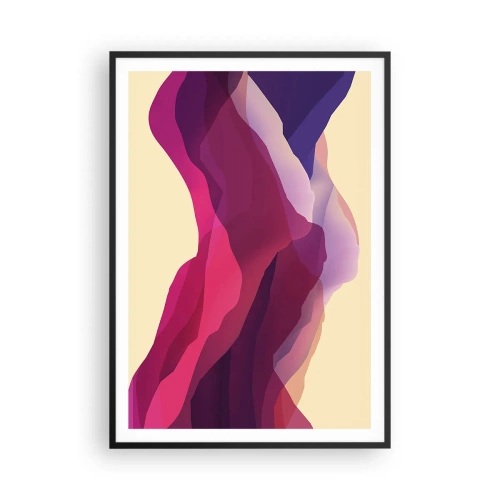 Pôster com moldura preta - Ondas de roxo - 70x100 cm