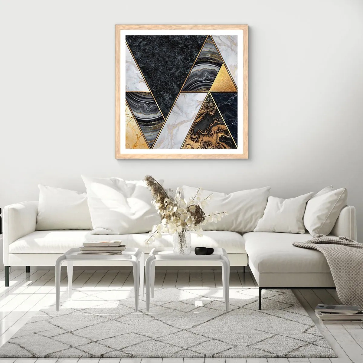 Pôster com moldura de carvalho claro - Pedra por pedra - 50x50 cm