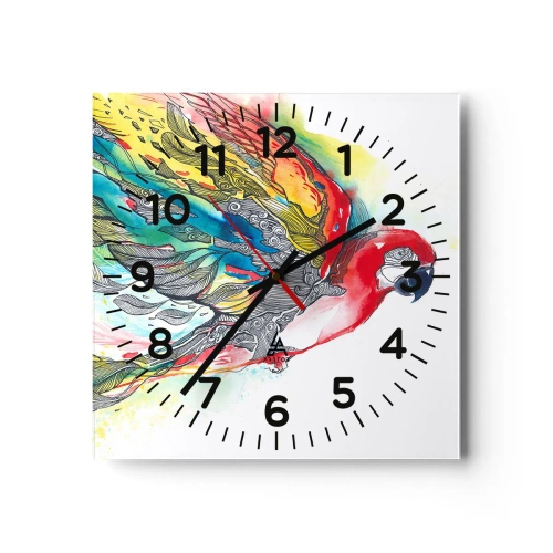 Relógio de parede - Relógio em vidro - Viva com cor - 30x30 cm