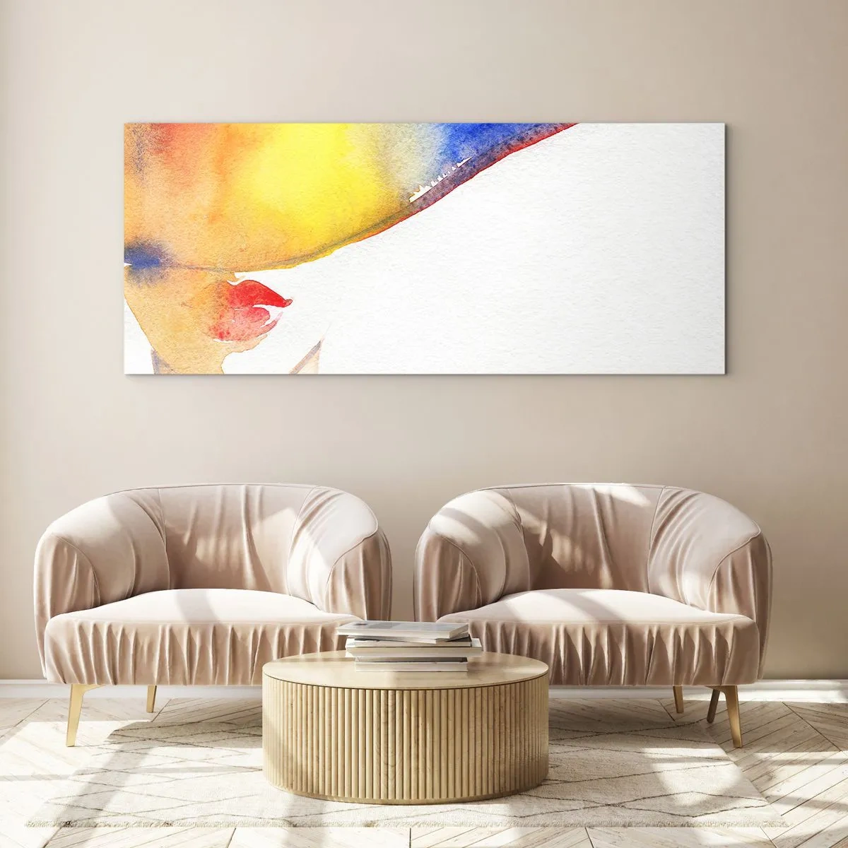 Quadro em vidro - Retrato de uma dama    - 140x50 cm