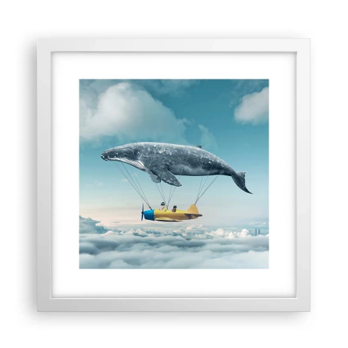 Pôster em moldura branca - Por que não? - 30x30 cm