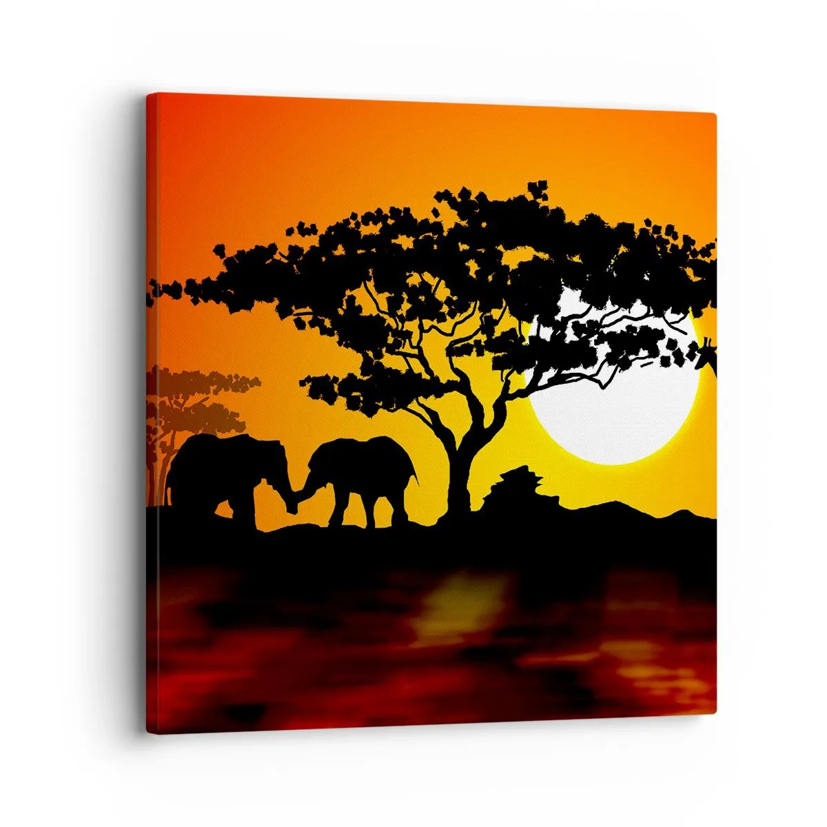 Quadro em tela - Encontro na savana - 30x30 cm
