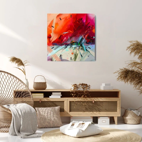 Relógio de parede - Relógio em vidro - Explosão de luzes e cores - 30x30 cm