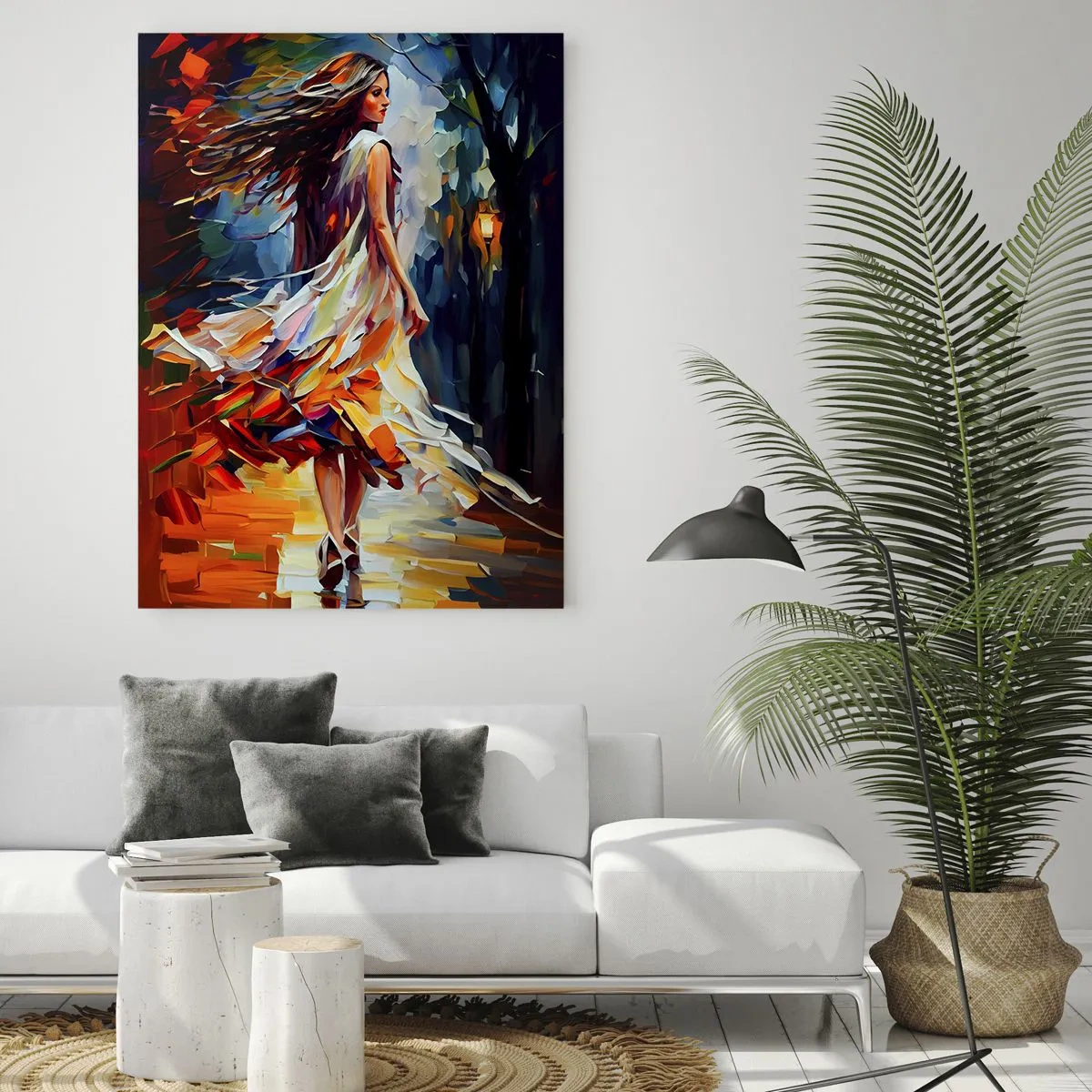 Quadro em vidro - Garota outono - 70x100 cm