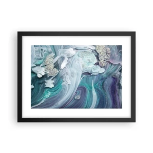 Pôster com moldura preta - Correntes de azul - 40x30 cm