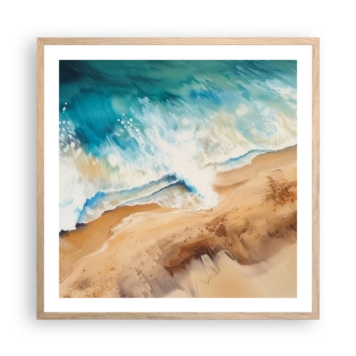 Pôster com moldura de carvalho claro - A onda que retorna - 60x60 cm