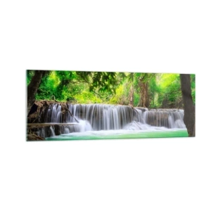 Quadro em vidro - Cascata verde - 140x50 cm