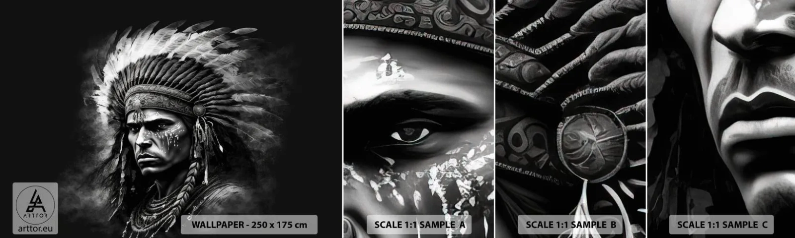 Amostra de Papel de Parede Standard Eco - Um líder e um guerreiro - indiano, Tribos, Étnico - 100x30 cm