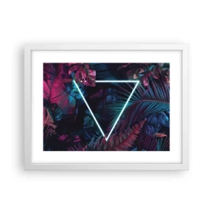 Pôster em moldura branca - Jardim estilo discoteca - 40x30 cm
