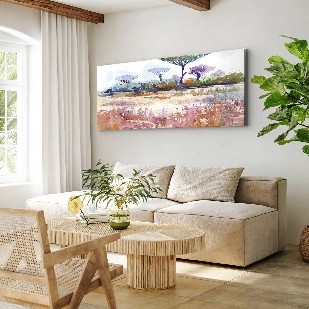 Quadro em tela - Cores da savana - 120x50 cm