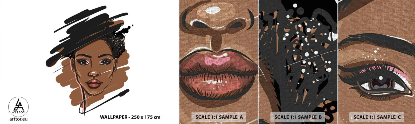 Amostra de papel de parede Premium Canvas - Doce como chocolate - Mulher, Moda, Retrato de uma mulher - 100x30 cm