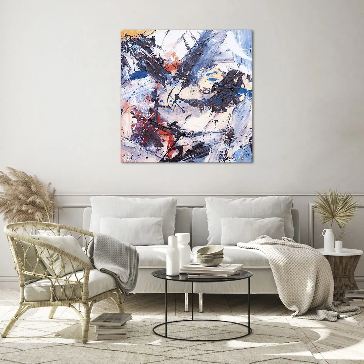 Quadro em vidro - Dança louca da abstração - 70x70 cm