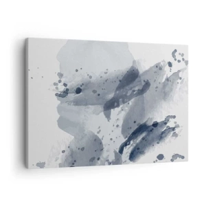 Quadro em tela - Manchas abstratas em tons de azul sobre fundo claro - 70x50cm - Um estudo da natureza da água - Decoração de parede moderna para a sala de estar e quarto ARTTOR