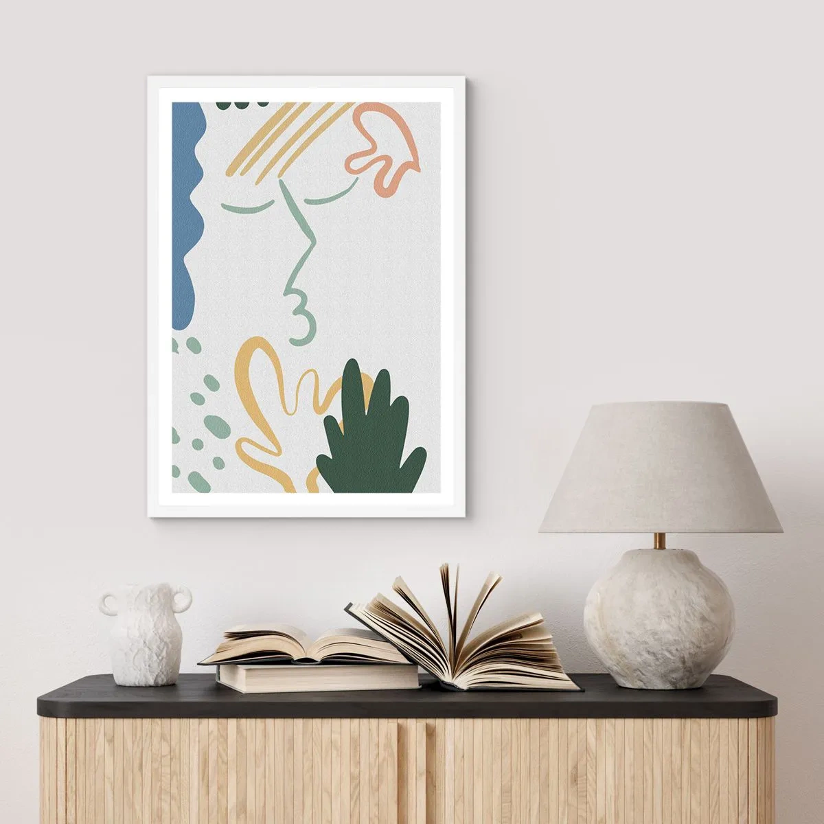 Pôster em moldura branca - Beijo de flores - 61x91 cm