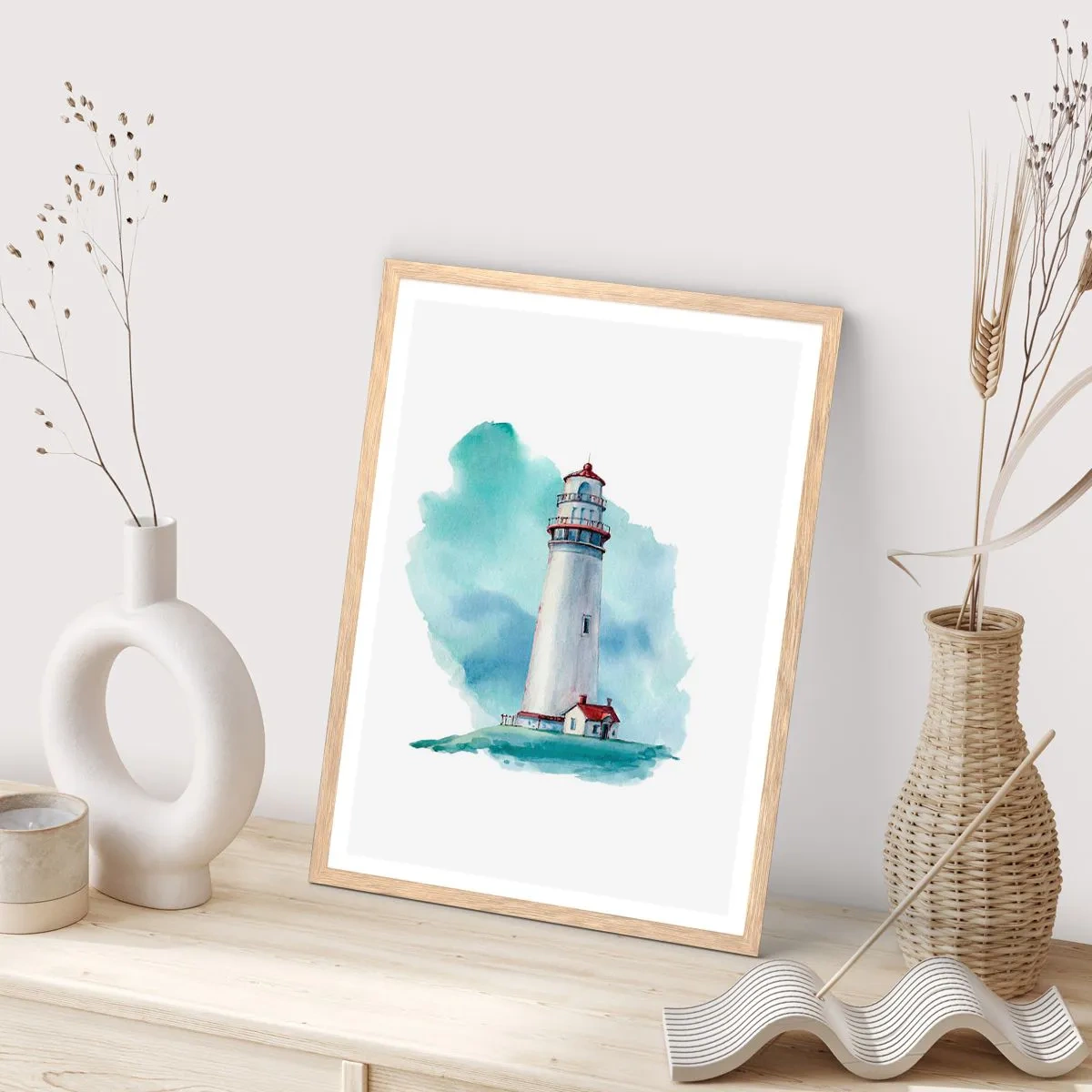 Pôster com moldura de carvalho claro - A gentil irmã do azul - 61x91 cm