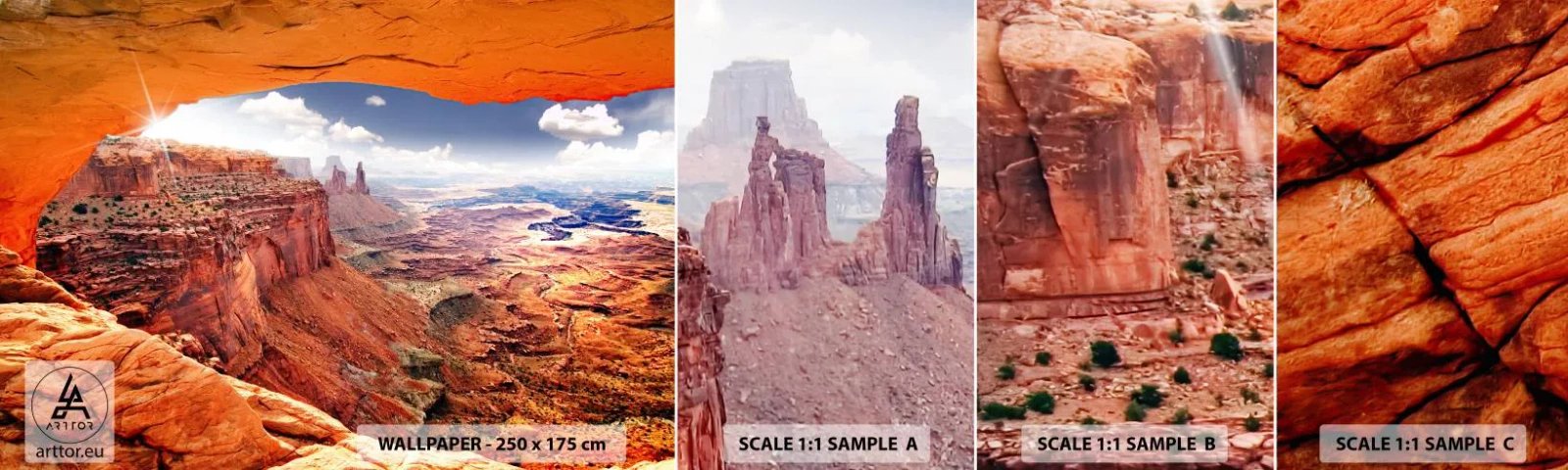 Amostra de Papel de Parede Standard Eco - Esculpido pela própria natureza - Paisagem, Parque Nacional do Arizona, Grande Canyon - 100x30 cm