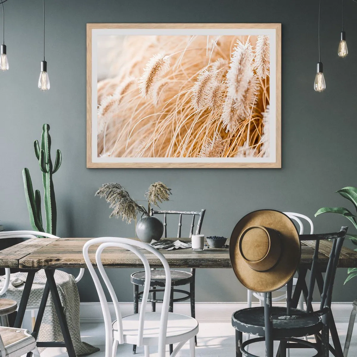 Pôster com moldura de carvalho claro - O murmúrio dourado das plantas - 100x70 cm