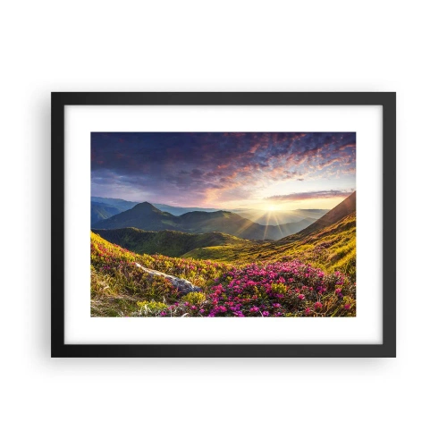 Pôster com moldura preta - A frescura de uma manhã nas montanhas - 40x30 cm
