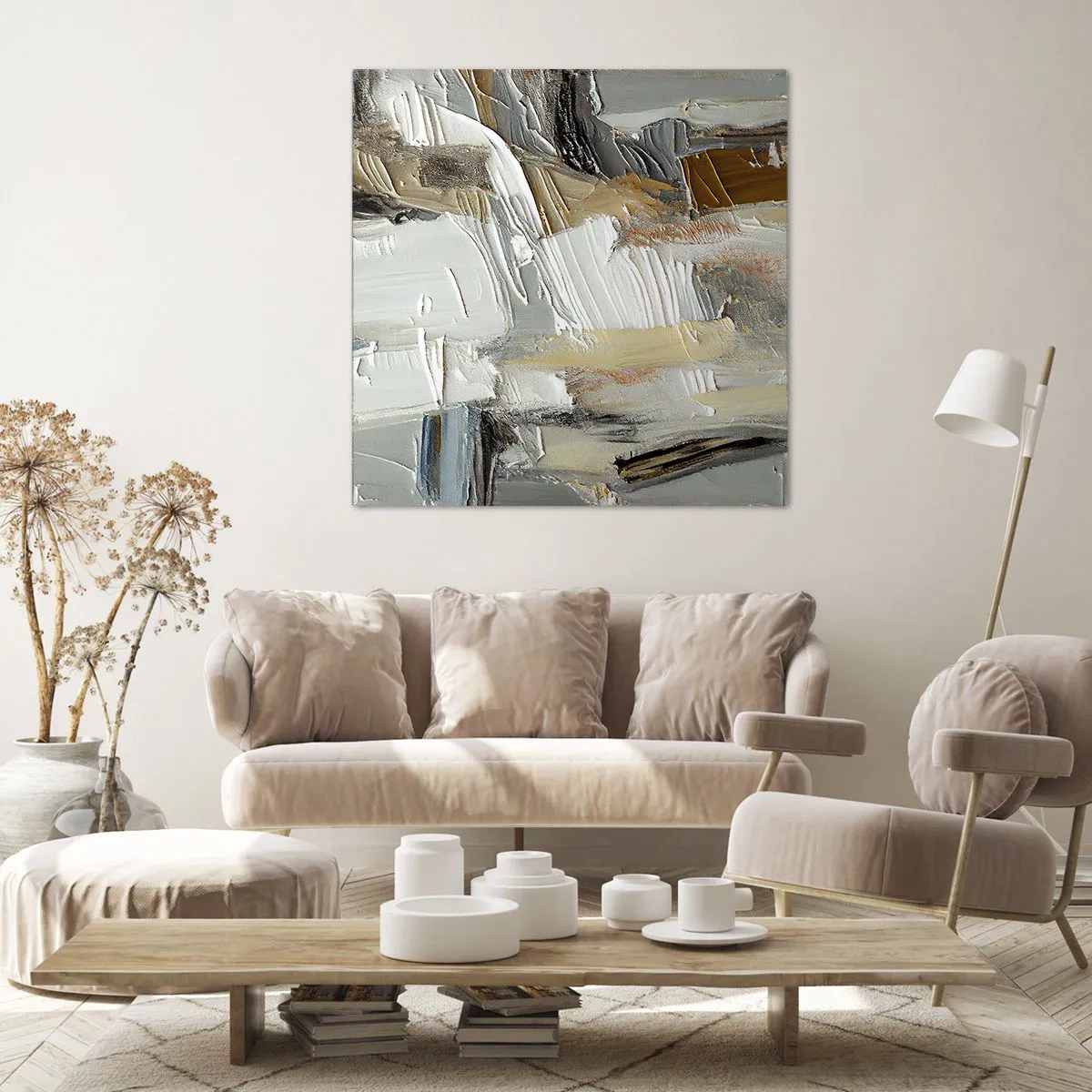 Quadro em tela - Camadas coloridas - 50x50 cm