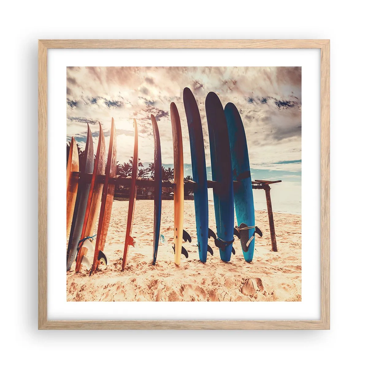 Pôster com moldura de carvalho claro - Boa noite, até amanhã - 50x50 cm