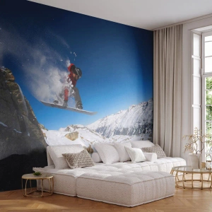 Papel de Parede Premium Canvas - E tornou-se parte do espaço - Paisagem, Snowboard, Esporte - 150x105 cm