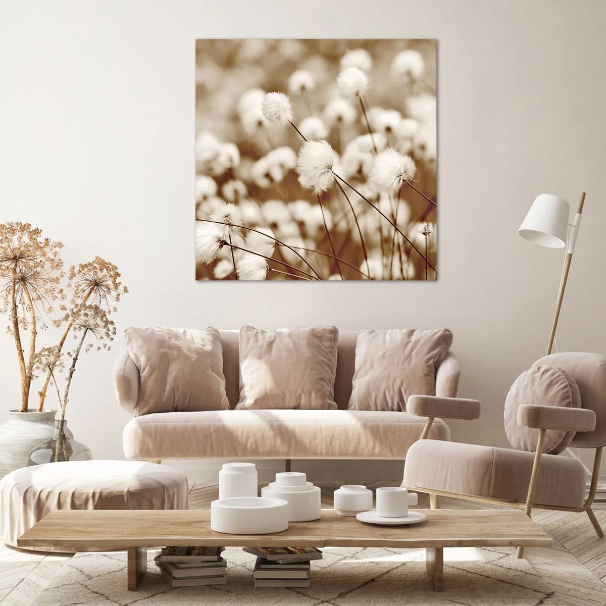 Quadro em tela - Campos felpudos - 40x40 cm