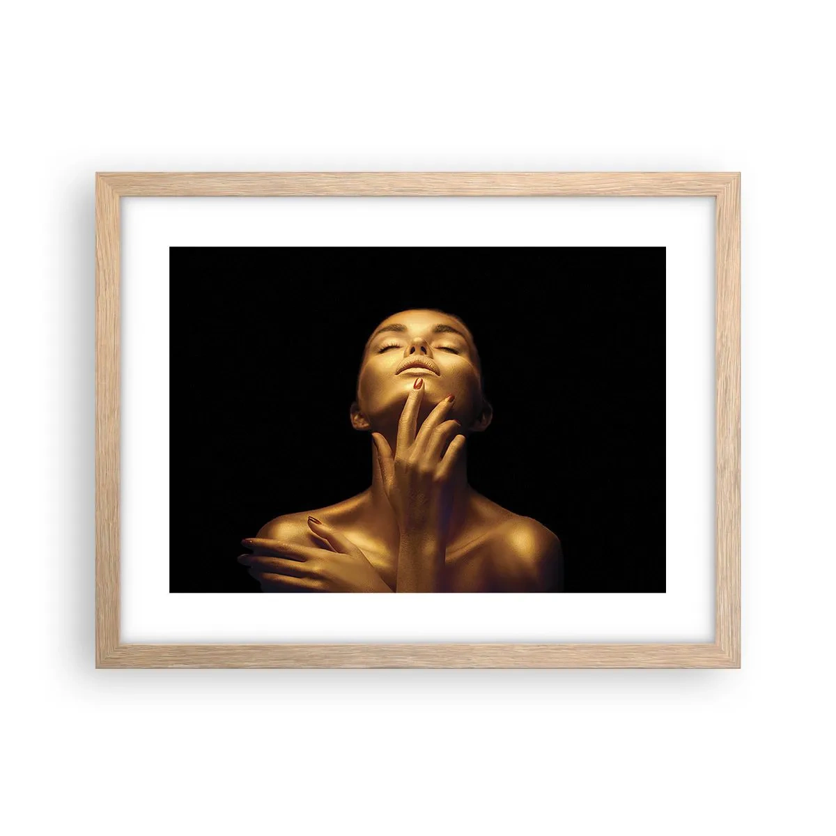 Pôster com moldura de carvalho claro - Como seda dourada - 40x30 cm