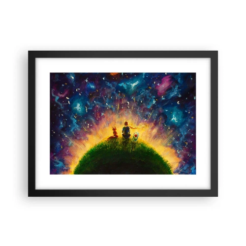 Pôster com moldura preta - Amor e amizade - o mundo inteiro - 40x30 cm