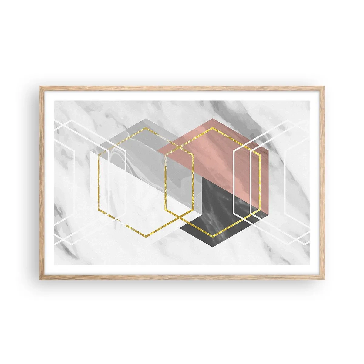 Pôster com moldura de carvalho claro - Composição em cadeia - 91x61 cm