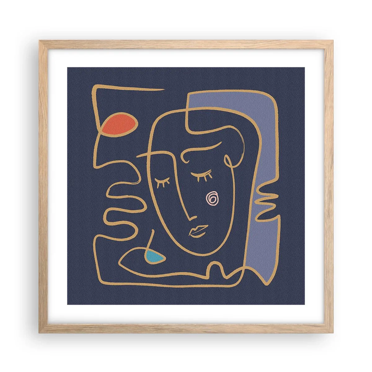 Pôster com moldura de carvalho claro - Nos pensamentos - 50x50 cm