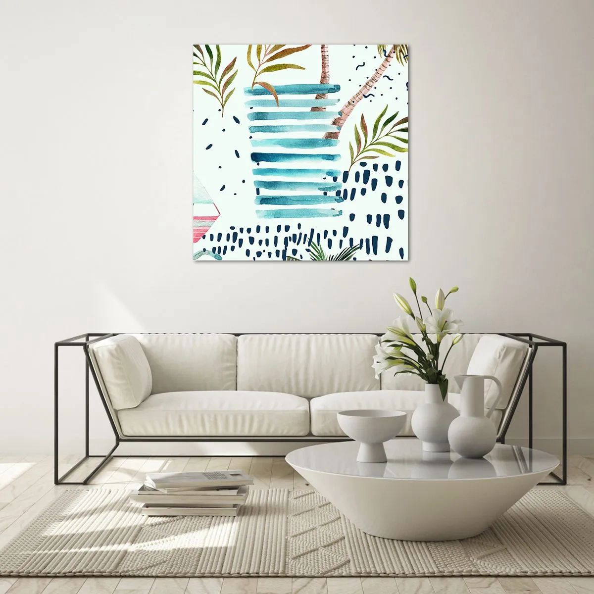 Quadro em vidro - Férias sob as palmeiras - 30x30 cm