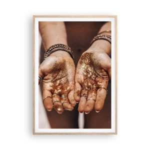 Pôster com moldura de carvalho claro - Um presente para si - 70x100 cm