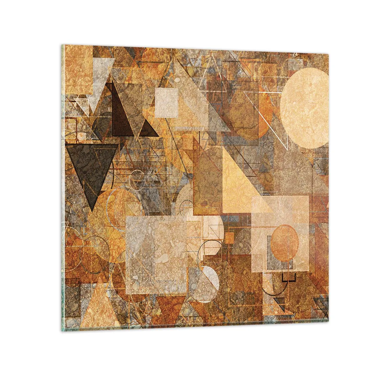 Quadro em vidro - Estudo Cubista em Bronze - 30x30 cm