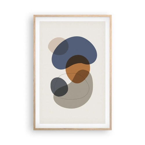 Pôster com moldura de carvalho claro - Gotas de cor - 61x91 cm