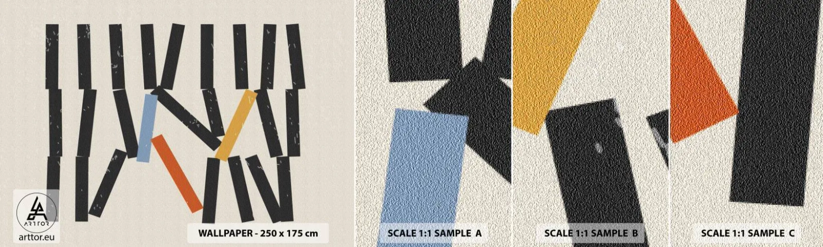Amostra de Papel de Parede Standard Eco - Dominó – composição - Minimalismo, Moderno, Contemporâneo - 100x30 cm