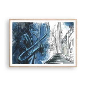 Pôster com moldura de carvalho claro - Rapsódia Urbana - 100x70 cm