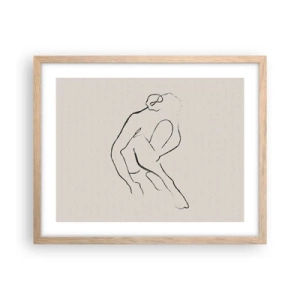 Pôster com moldura de carvalho claro - Esboço íntimo - 50x40 cm