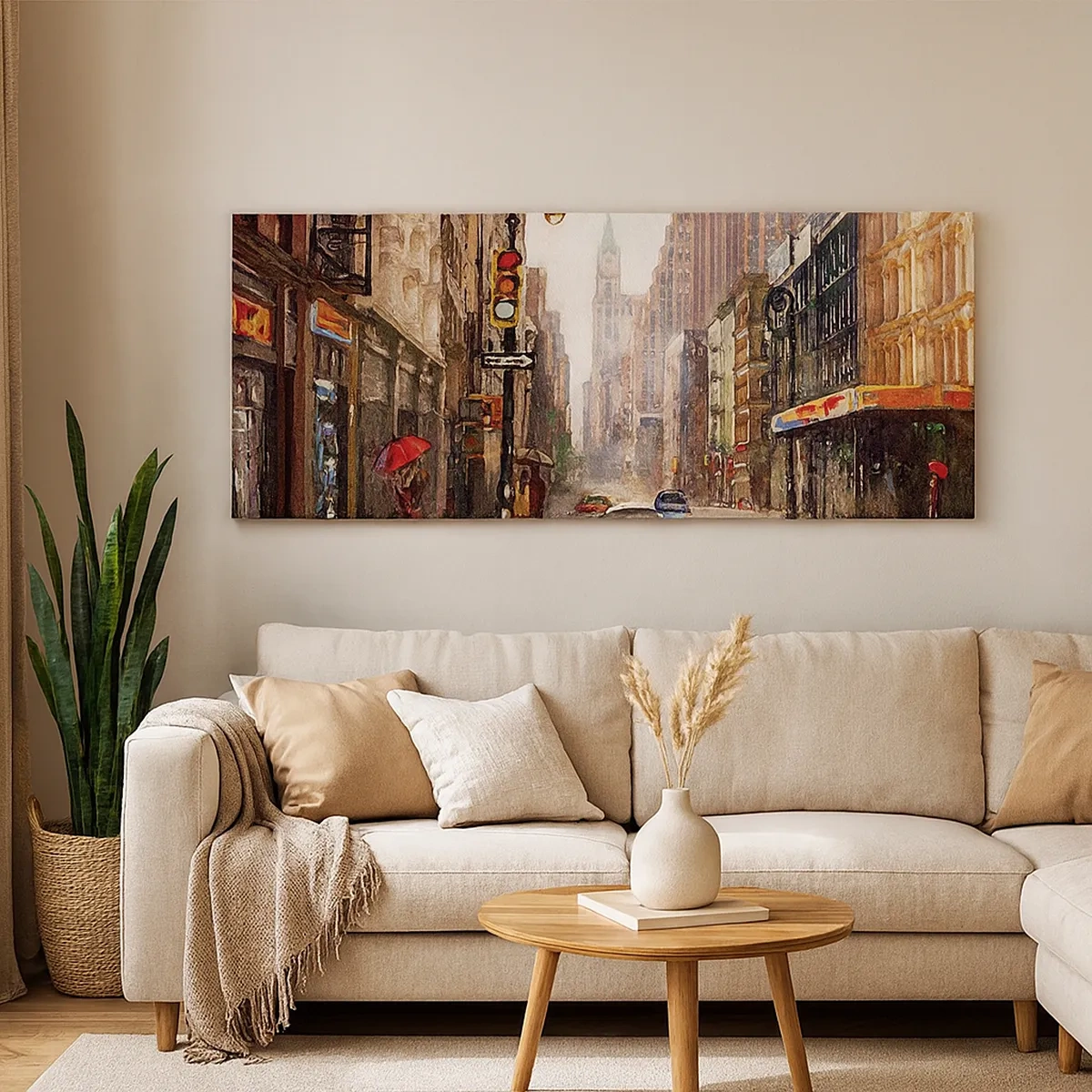 Quadro em tela - Nova York – colorida também na chuva  - 30x30 cm