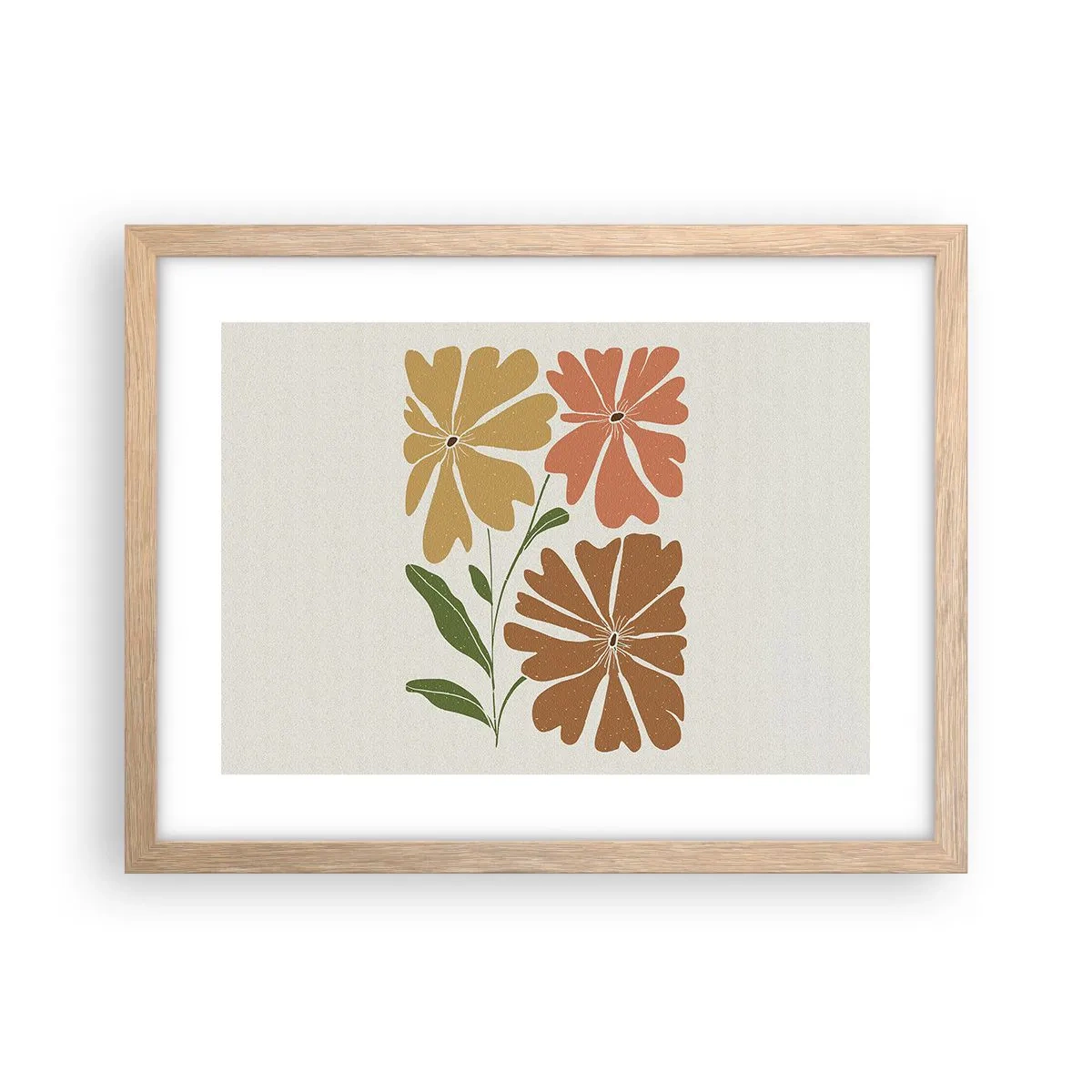 Pôster com moldura de carvalho claro - Natureza e geometria - 40x30 cm