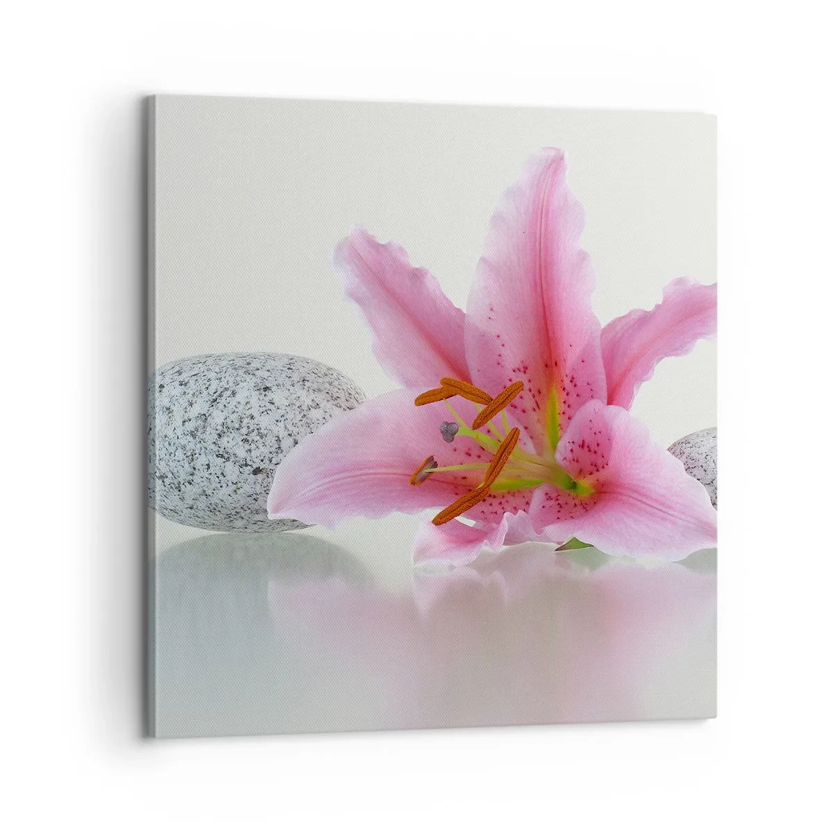 Quadro em tela - Estudo em rosa, cinza e branco - 60x60 cm